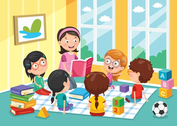 Εικονογράφηση Διάνυσμα Από Παιδιά Προσχολικής Ηλικίας — Διανυσματικό Αρχείο