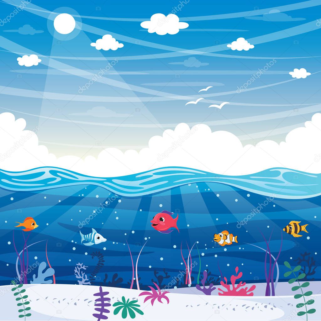 Vector Ilustration Of Seascape