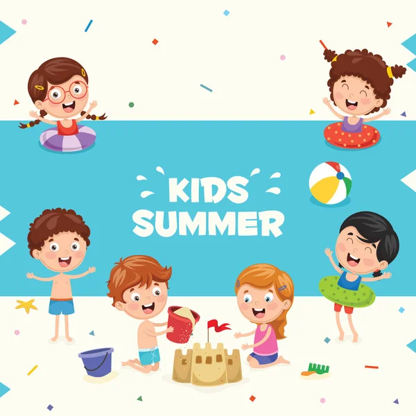 Ilustración Vectorial Niños Verano — Vector de stock