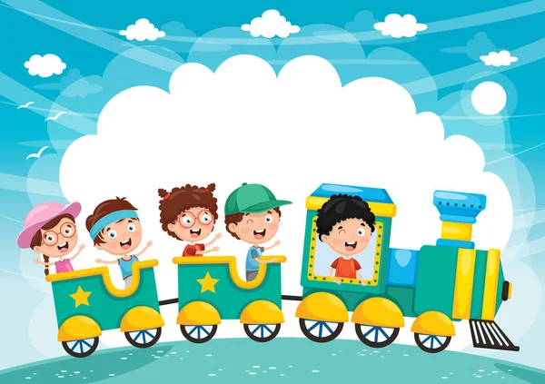 Ilustración Vectorial Del Transporte Niños — Vector de stock