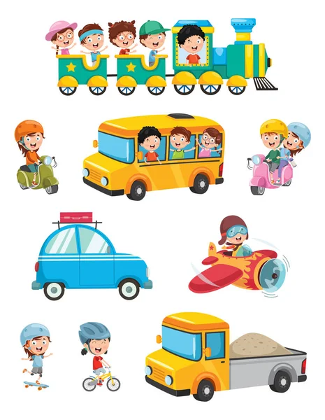 Ilustração Vetorial Transporte Crianças — Vetor de Stock