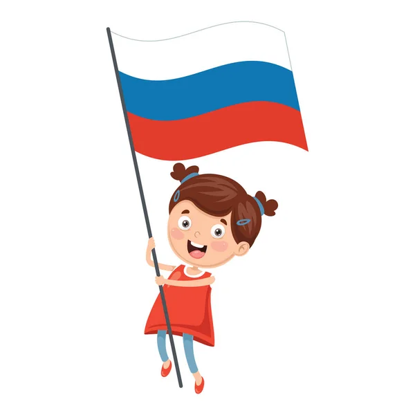 Ilustracja Wektorowa Dziecko Trzyma Flagę — Wektor stockowy