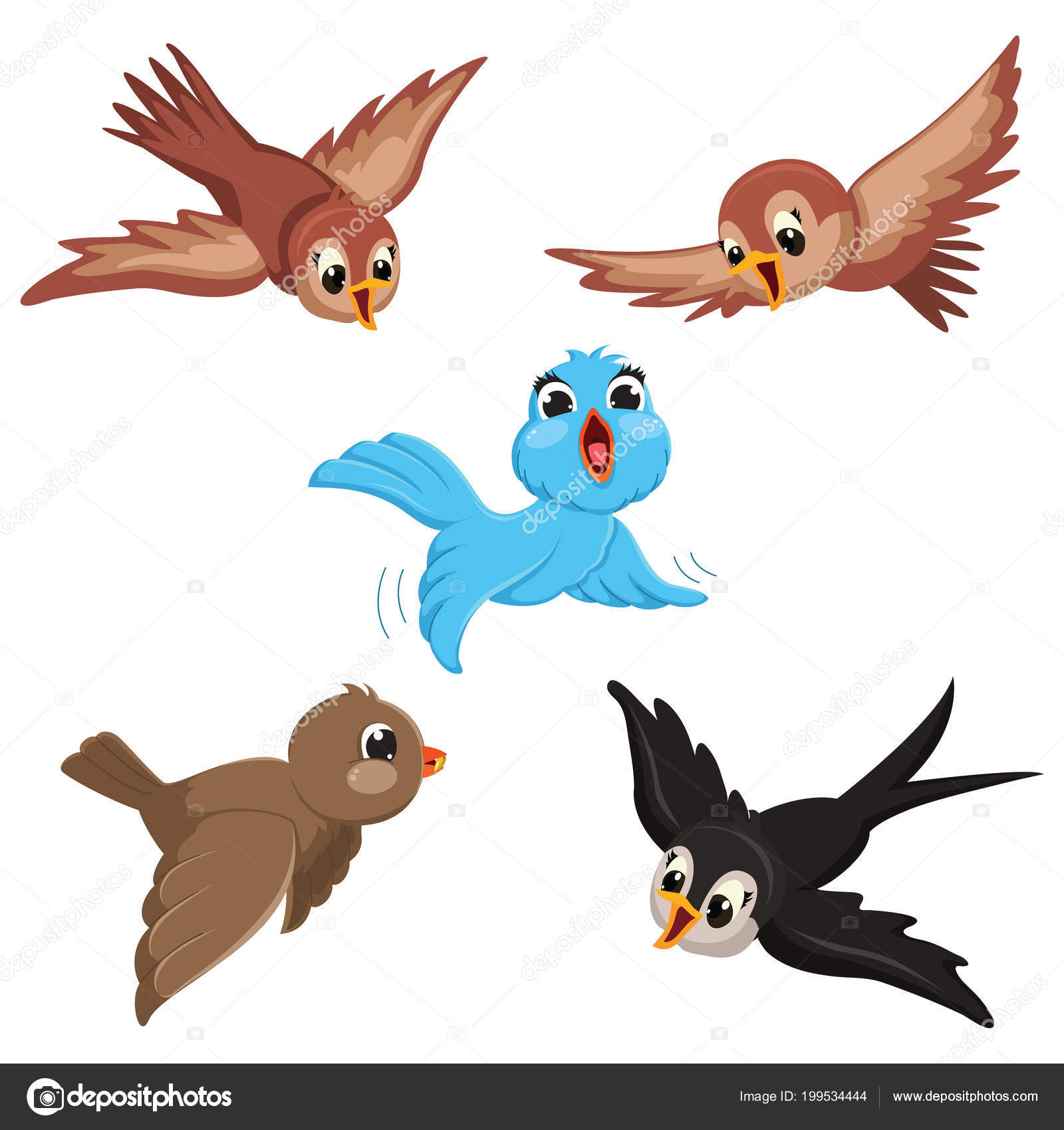 Illustration Vectorielle Oiseaux Bande Dessinée Image