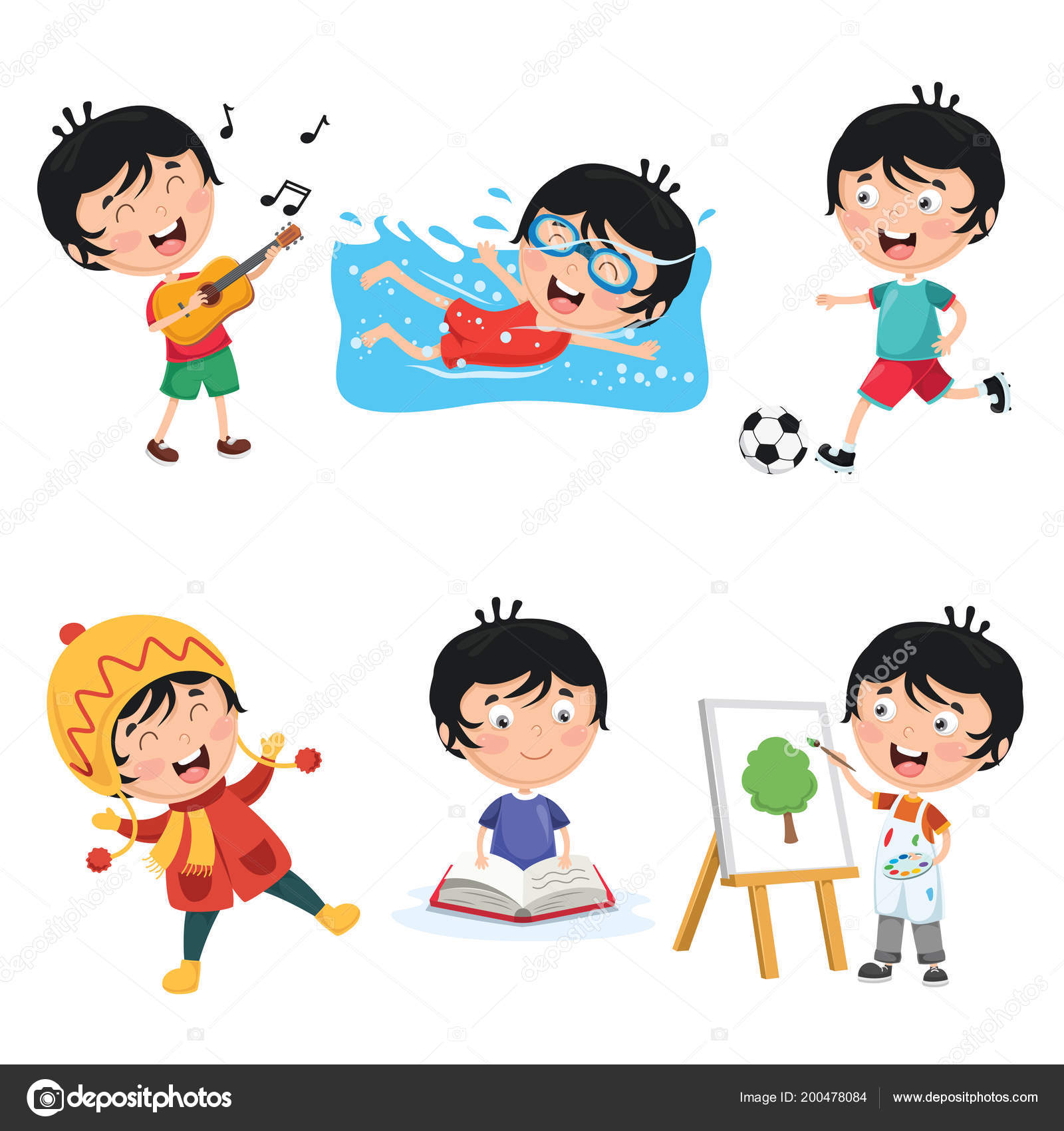 Vector Illustration Kids Daily Routine Activities Stock Vector by  ©helime_demirci 200478084, image size:1600x1700