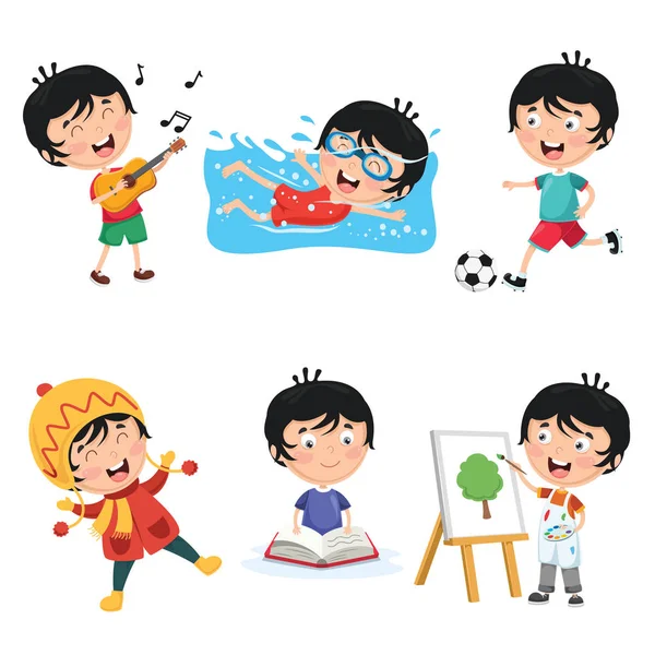Vector Εικονογράφηση Της Καθημερινές Δραστηριότητες Παιδιά — Διανυσματικό Αρχείο