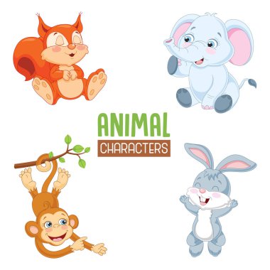 Çizgi film hayvanlarının vektör çizimi