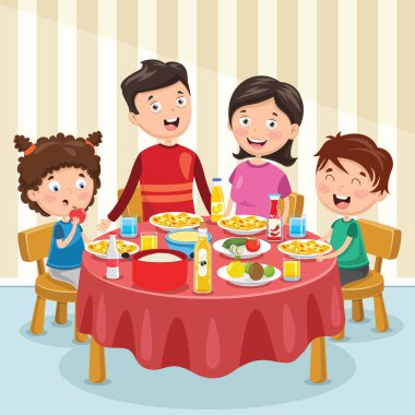 Aile akşam yemeği vektör çizim