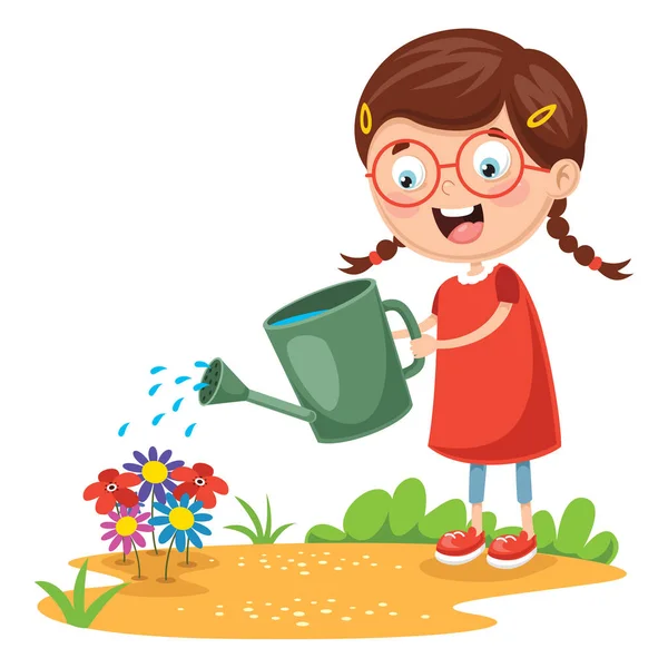 Vector Illustration Kid Farmer — Stock Vector