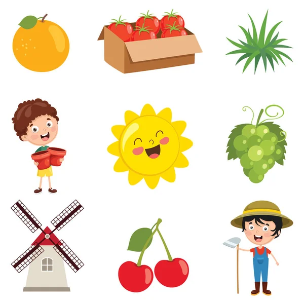 Vector Illustration Farm Things — Stock Vector