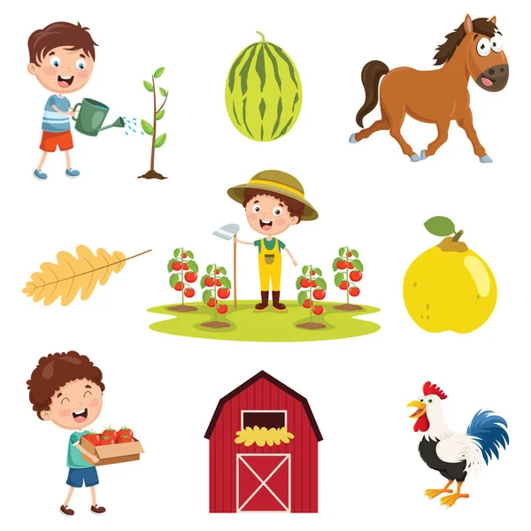 Ilustração Vetorial Coisas Agrícolas —  Vetores de Stock