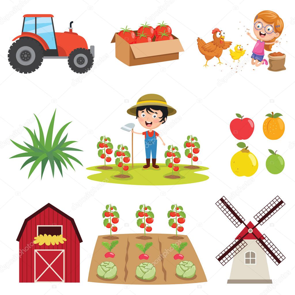Vector Illustration Of Farm Things