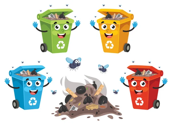 Εικονογράφηση Φορέα Ανακύκλωσης Bin — Διανυσματικό Αρχείο