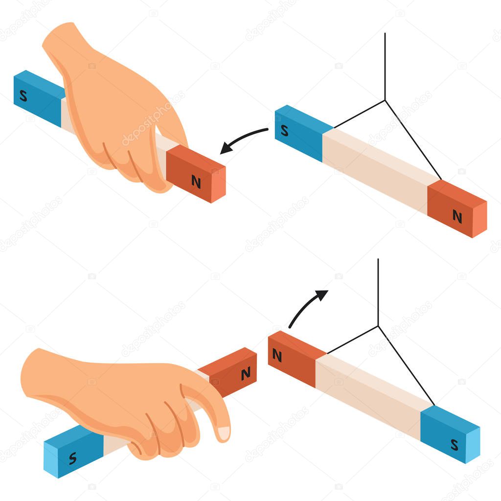Vector Illustration Of Hand Magnet