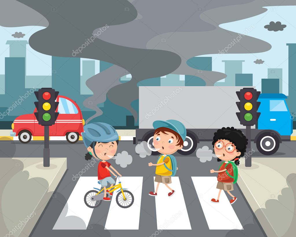 Vector Illustration Air Pollution — Stock Vector © yusufdemirci #201681454