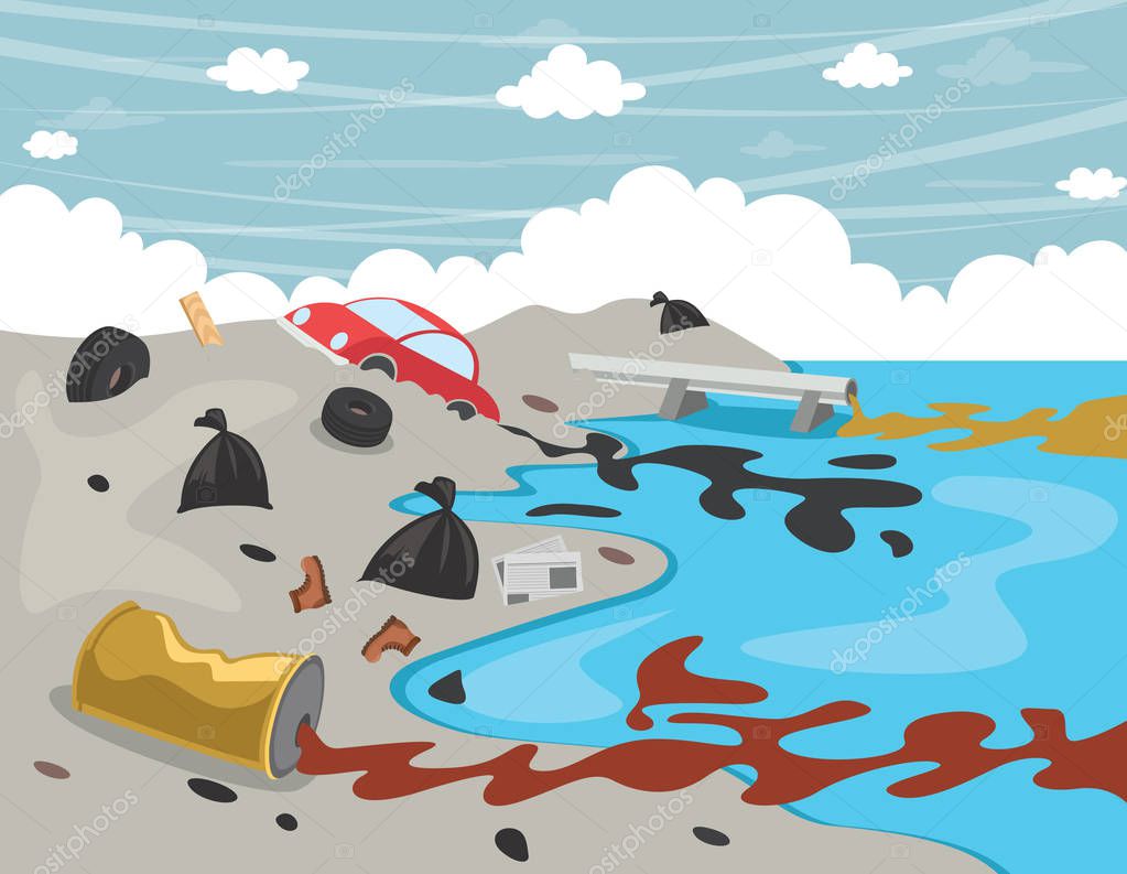 Vector Illustration Of Water Pollution