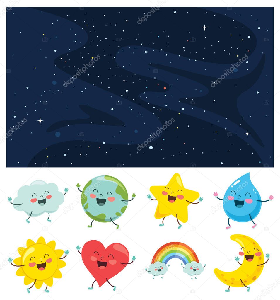 Vector Illustration Of Space Elements