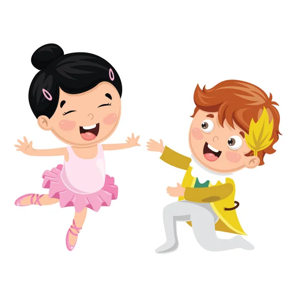 Ilustración Vectorial Niños Bailando — Archivo Imágenes Vectoriales