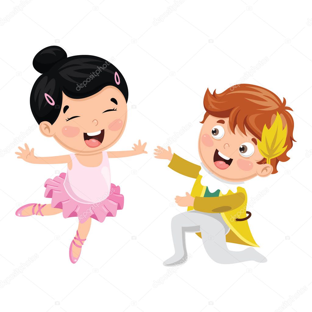 Vector Illustration Of Children Dancing