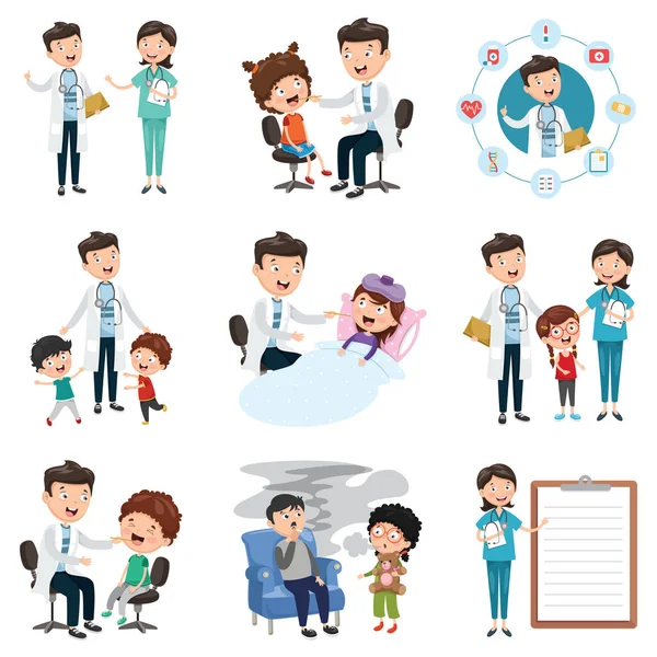 Vector Illustration Set Medical Healthcare — Stock Vector