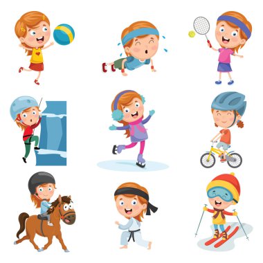 Küçük kız spor yapma vektör çizim
