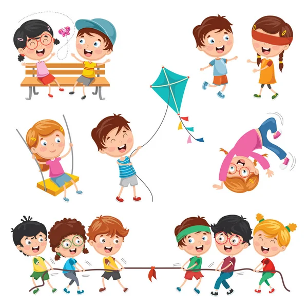 Vector Illustration Children Playing — Stock Vector