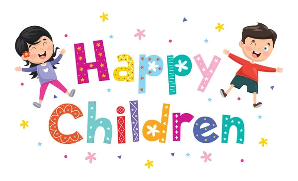 Vector Illustration Happy Children — Stock Vector