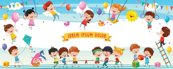 Ilustración Vectorial Niños Felices — Vector de stock