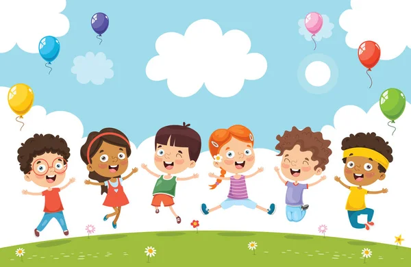 Ilustración Vectorial Niños Dibujos Animados — Vector de stock