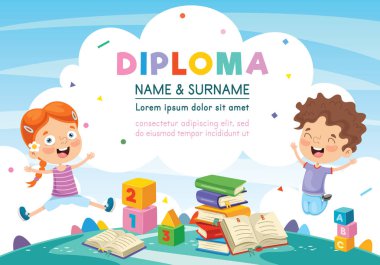 Okul öncesi çocuklar Diploma vektör çizim
