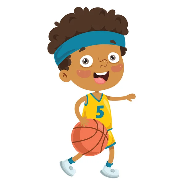 Illustration Vectorielle Jeu Enfant Basketball — Image vectorielle