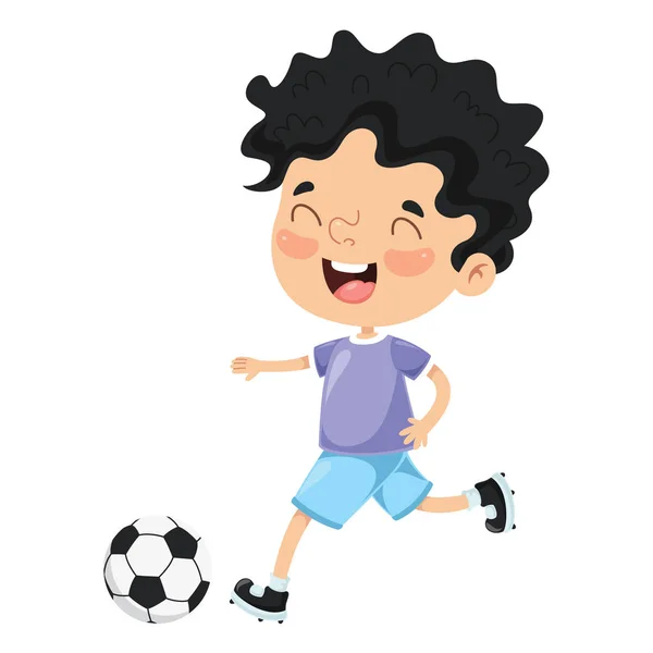 Vector Illustration Kid Playing Football — Stock Vector