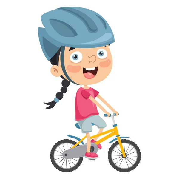 Vektorillustration Kid Ridning Cykel — Stock vektor