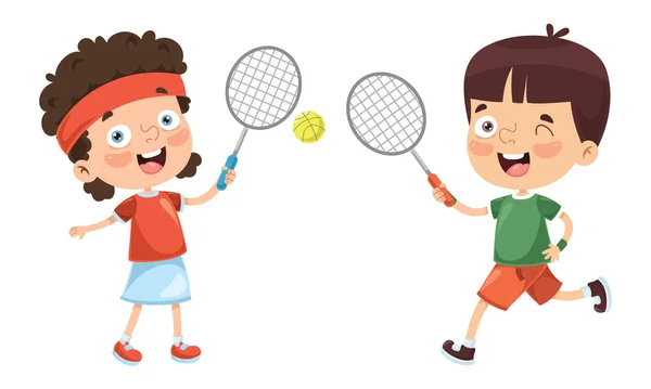 Illustrazione Vettoriale Del Bambino Che Gioca Tennis — Vettoriale Stock