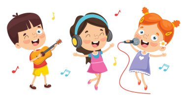 Vektör çizim çocuklar müzik
