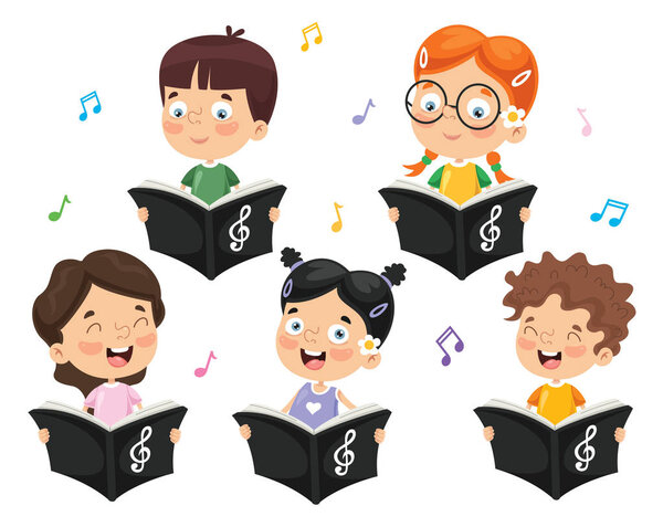 Vector Illustration Of Kids Choir