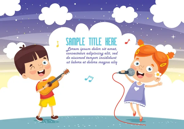 Ilustracja Wektorowa Dzieci Odtwarzania Muzyki — Wektor stockowy