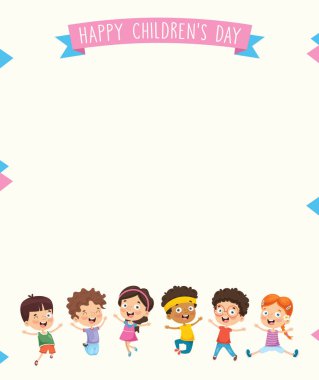 Mutlu çocuklar oynarken vektör çizim