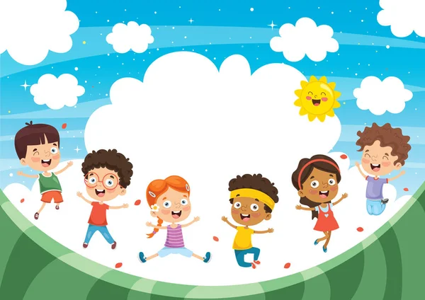 Vektor Illustration Glücklicher Kinder Beim Spielen — Stockvektor