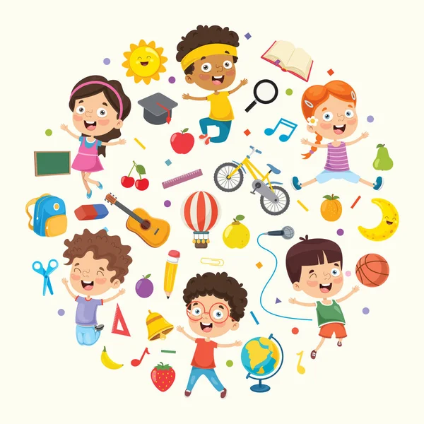 Colección Ilustración Vectorial Niños Objetos — Vector de stock