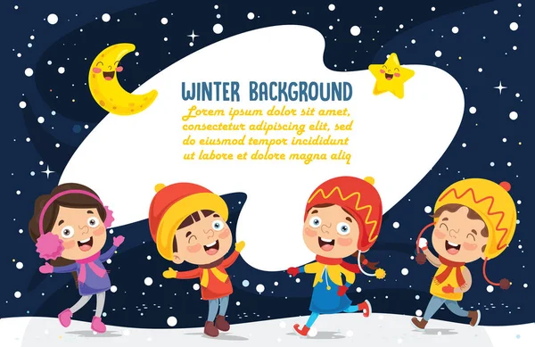 Vector Illustration Winter Kids — Stock Vector