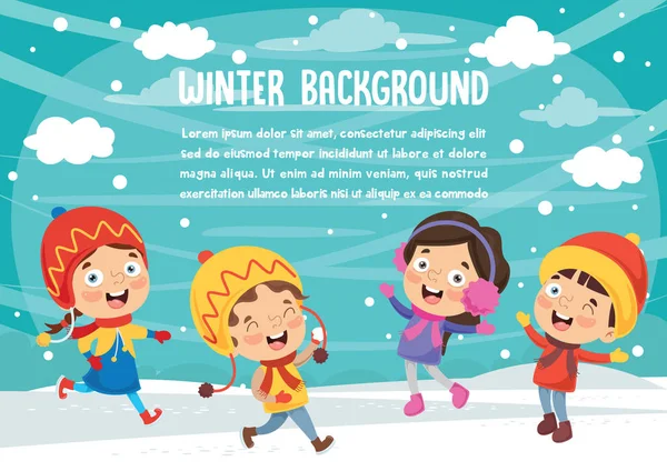 Vector Εικονογράφηση Του Χειμώνα Παιδιά — Διανυσματικό Αρχείο