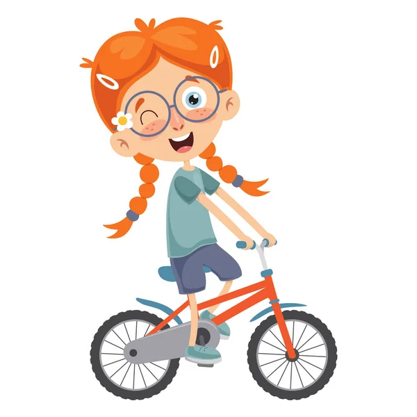 Vector Illustration Kid Riding Bike - Stok Vektor