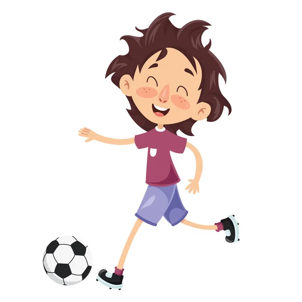 Vector Illustration Kid Playing Football — Stock Vector