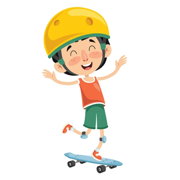 Vektorové Ilustrace Dítě Skateboarding — Stockový vektor