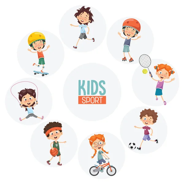 Ilustración Vectorial Niños Haciendo Deporte — Vector de stock