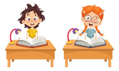 Vektör çizim okuyan çocuk