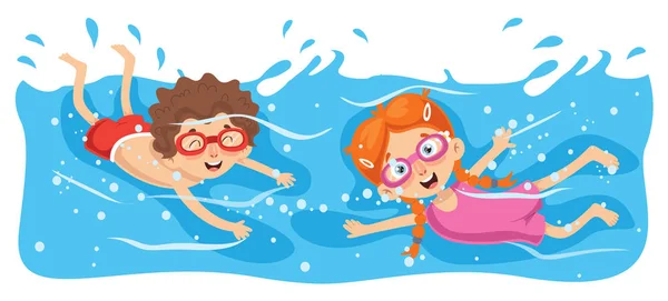 Vector Illustration Kid Swimming — Stock Vector