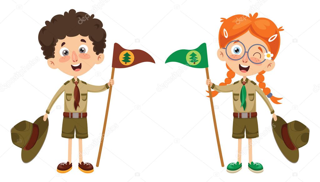 Vector Illustration Of A Scout Kid