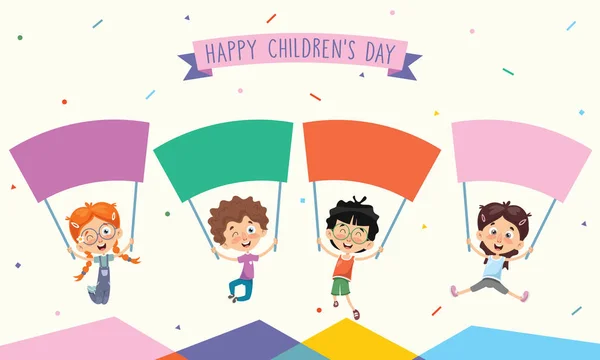 Εικονογράφηση Διάνυσμα Από Παιδιά Που Είναι Κρατώντας Πλακάτ — Διανυσματικό Αρχείο
