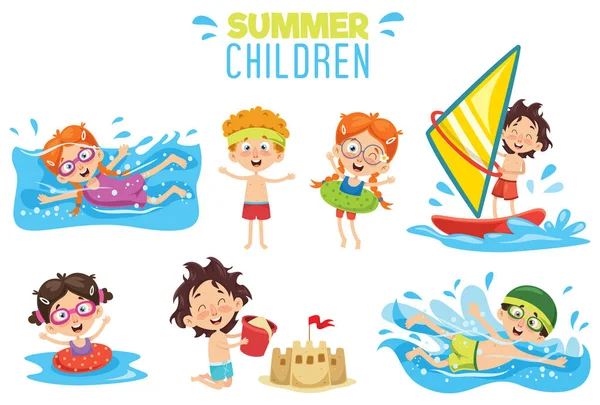 Vector Ilustration Summer Children — Stock Vector